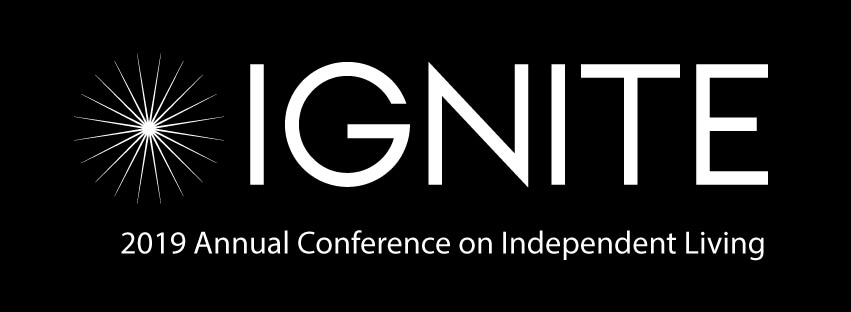 IGNITE: 2019 Annual Conference on Independent Living - Logo features a white starburst