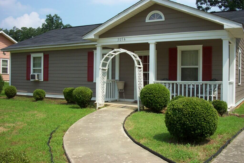 Example 1 of house built on concrete slab - house sits low to ground