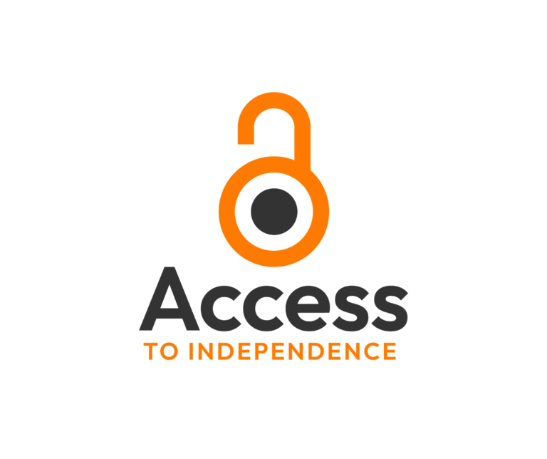 Access to Independence Logo - An orange padlock.
