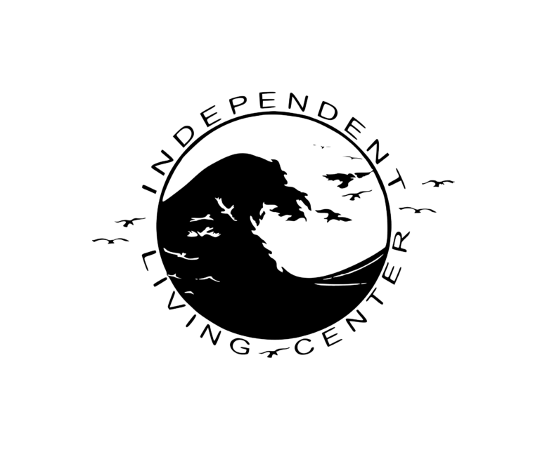 Independent Living Center Logo features a wave with sea birds.