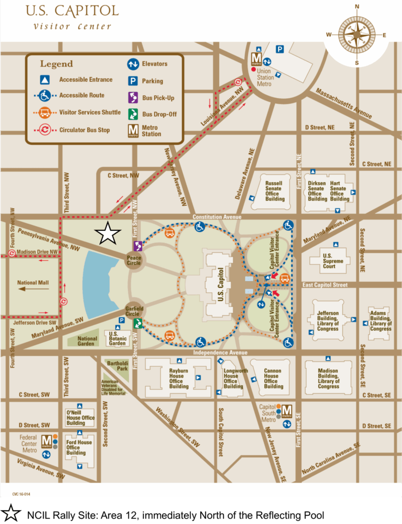 Map of Rally Site - Rally site is marked with a star at Pennsylvania and Thirds Streets NW, immediately North of the Reflecting Pool.