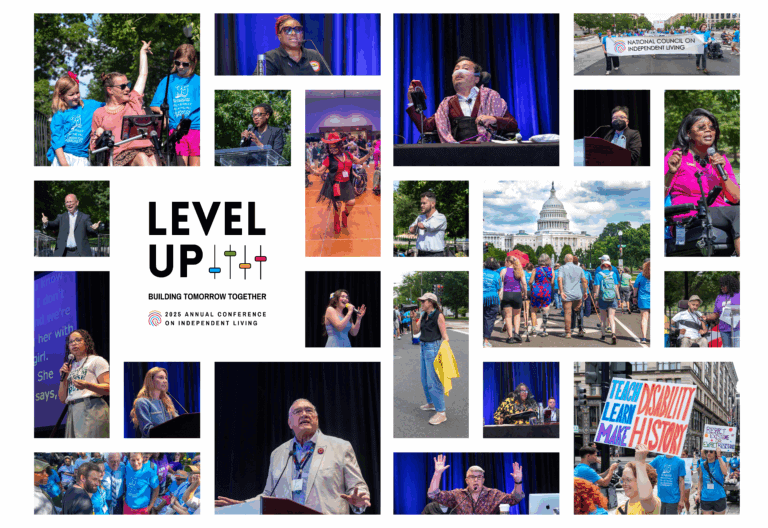 A collage featuring the 2024 Conference Logo (Level Up) with twenty photos of people participating in different conference events. Full image descriptions in text.