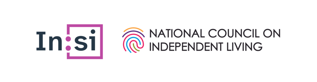 Insi and NCIL Logos. Insi logo features two dots vertically aligned along the left side of a square. NCIL logo features a multi-colored fingerprint.