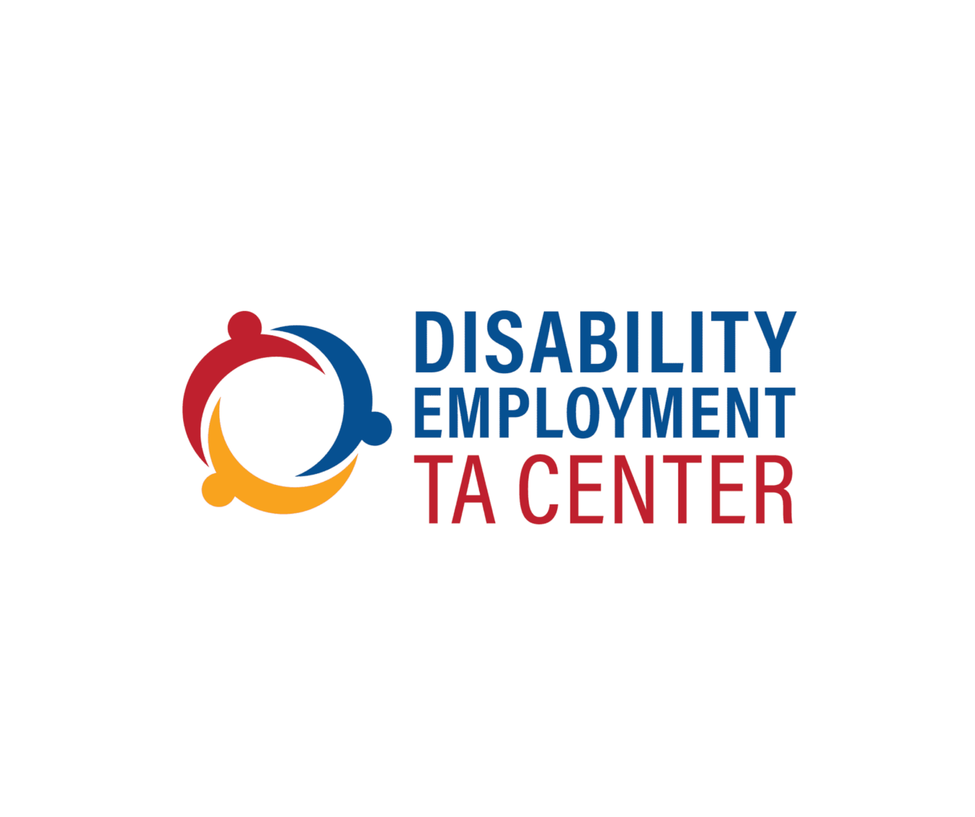 Disability Employment TA Center logo features three abstract people in red, blue, and yellow forming a circular shape beside the organization name.